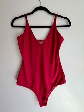 Showpo Red V-Neck Slim Strap Bodysuit